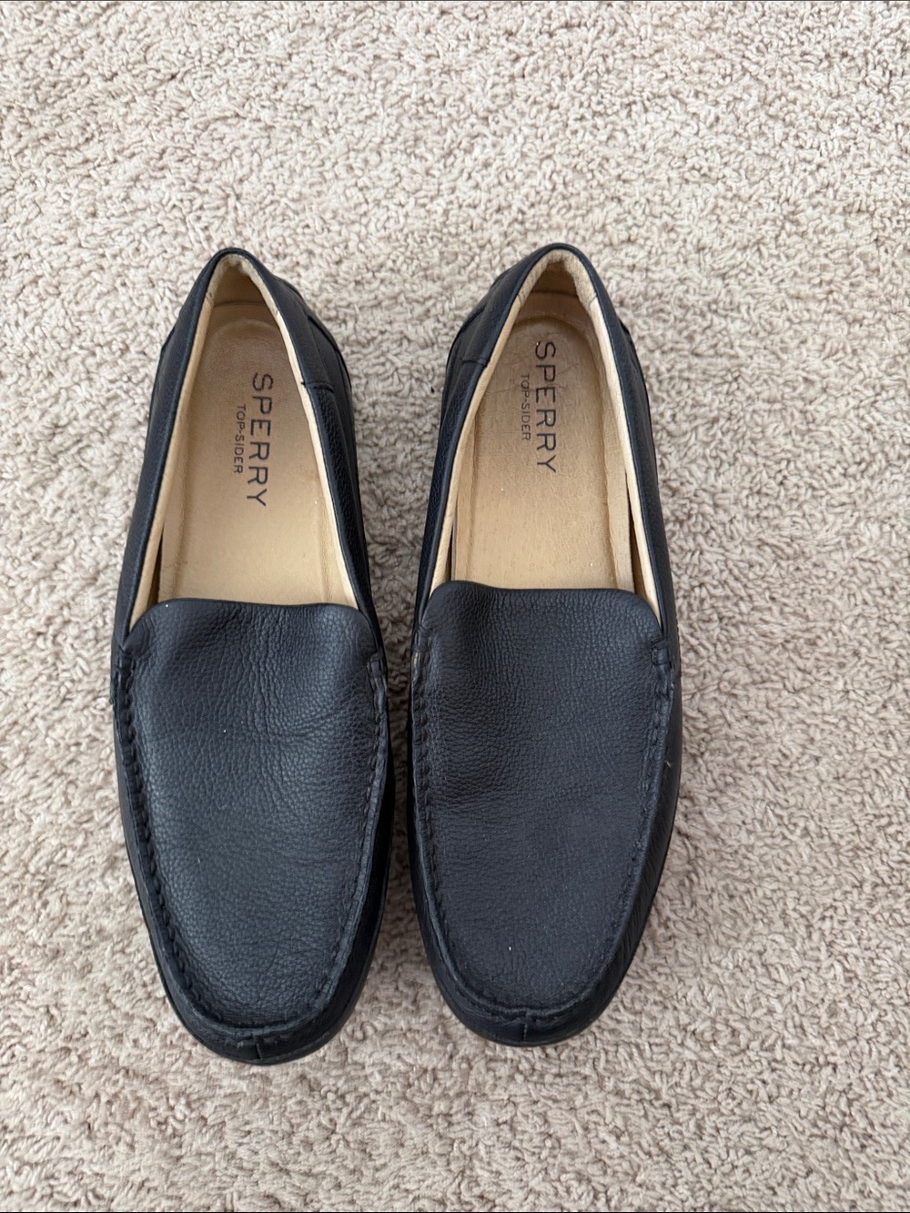 Sperry Men's Black Leather Slip-On Loafers